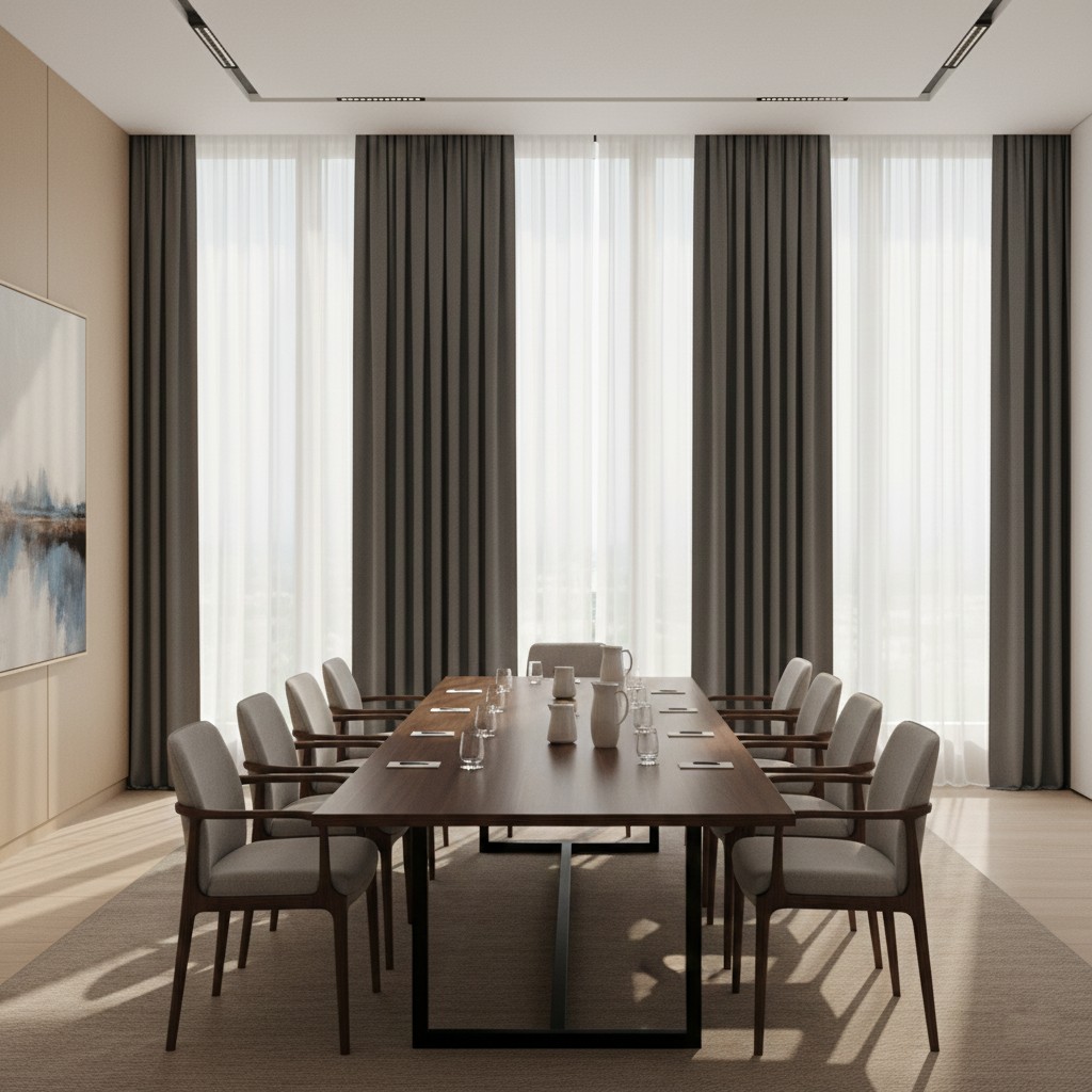 Conference room with elegant treatments