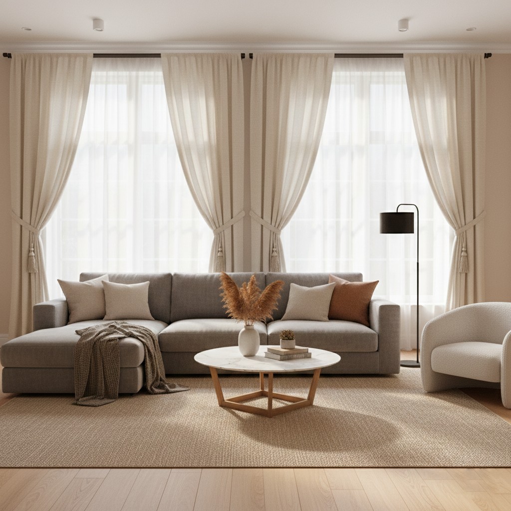 Living room with premium curtains