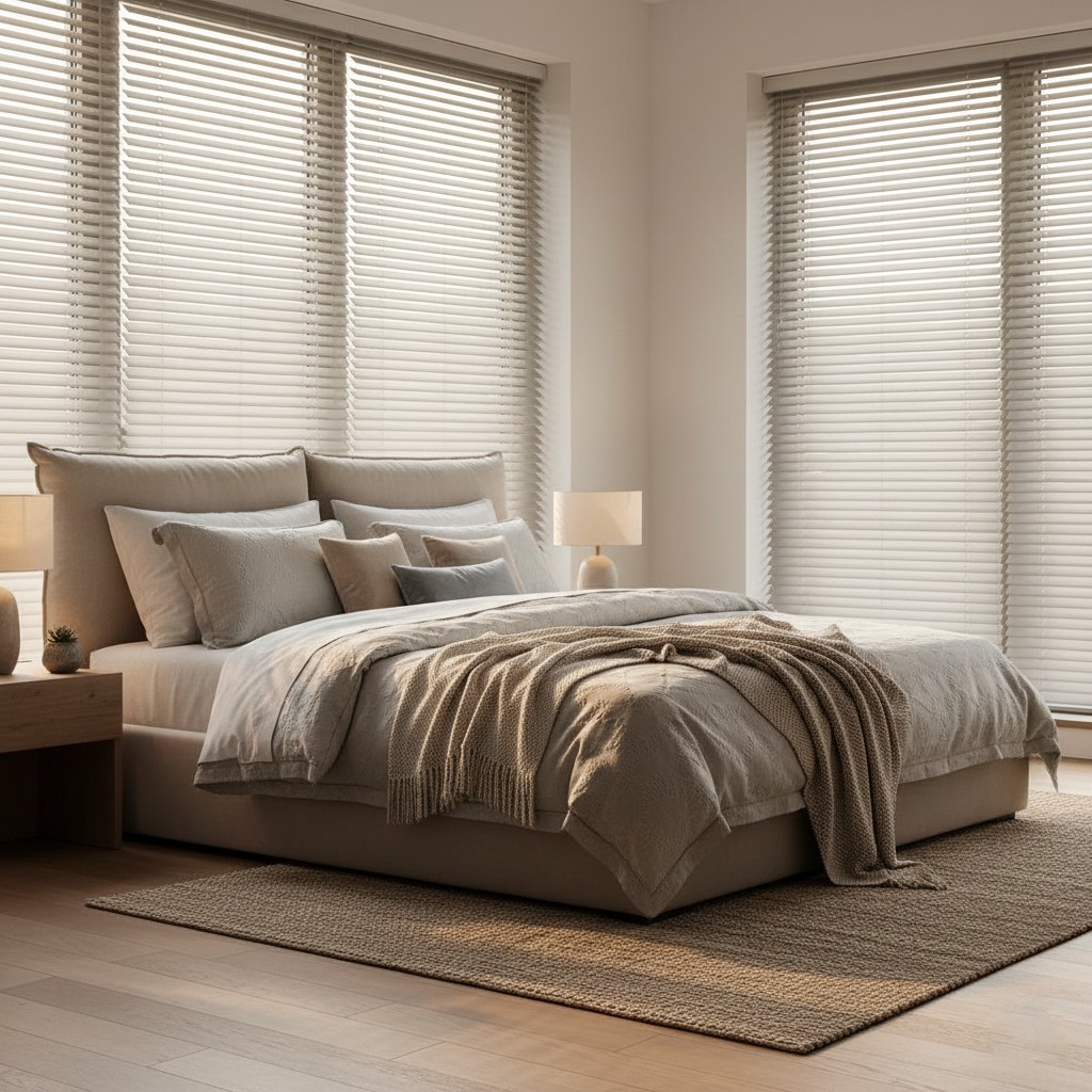 Bedroom with elegant blinds